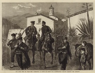 The Civil War in Spain, the Somaten, a Levee en Masse of a Catalonian Village against the Carlists